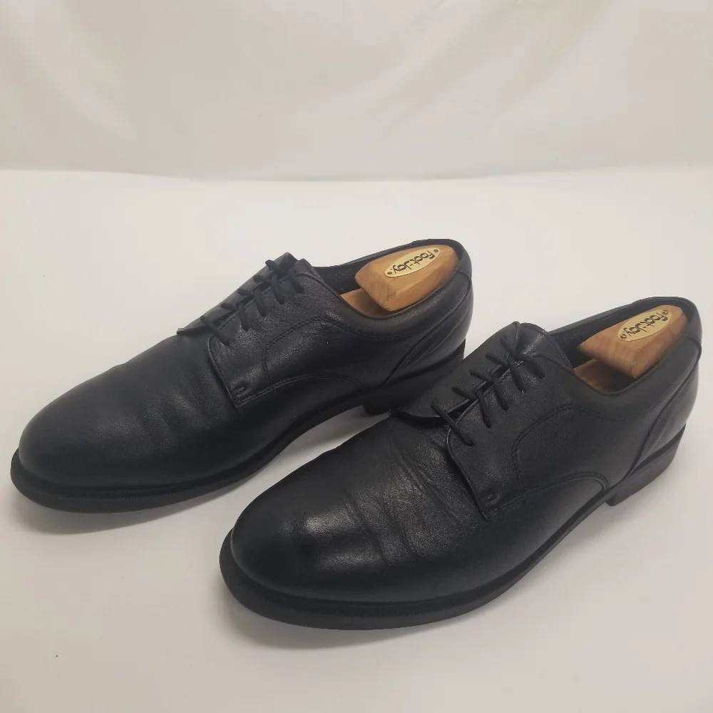 Oakton Comfort 2000 Mens Size 10.5D Vintage Classic Black Leather Oxford Lace Up